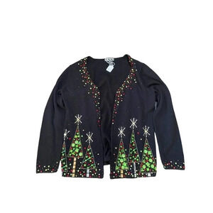 Berek Women's Long Sleeve V-Neck Zip Up Christmas Sweater Size Medium‎